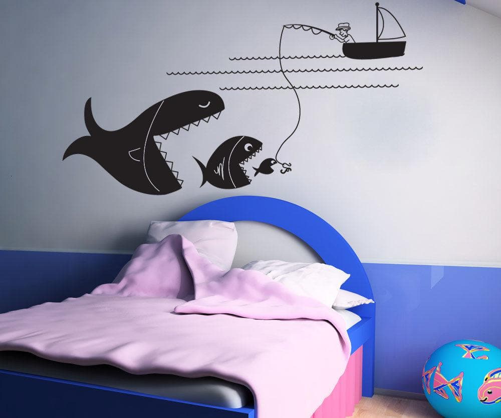 Vinyl Wall Decal Sticker Big Fishing #OS_DC647