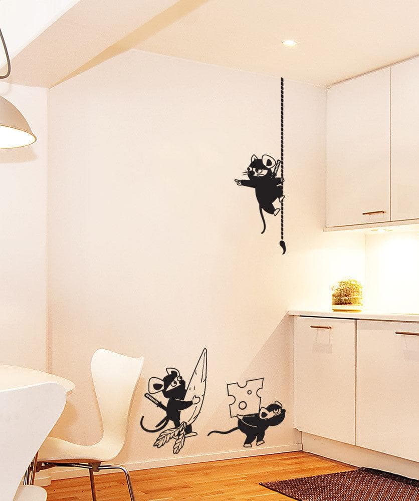 Playful Ninja Mice Vinyl Wall Decal Sticker. #OS_DC663