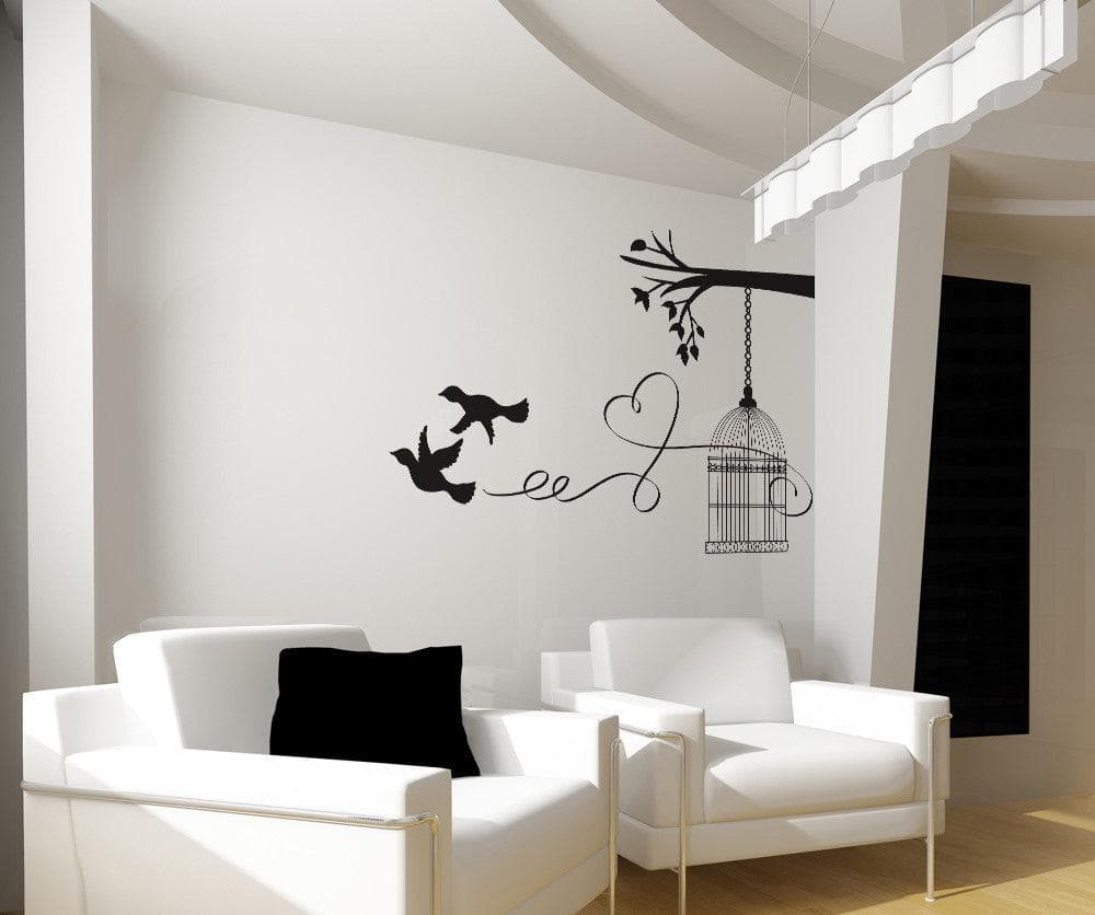 Vinyl Wall Decal Sticker Love Birdcage #OS_DC669