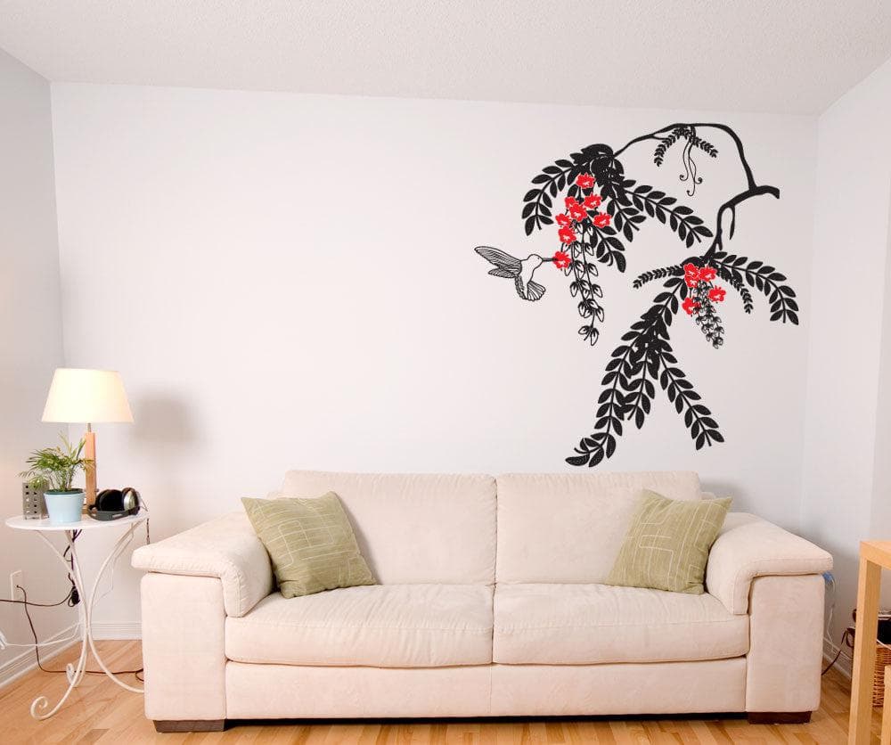 Vinyl Wall Decal Sticker Hummingbird and Plant #OS_DC677