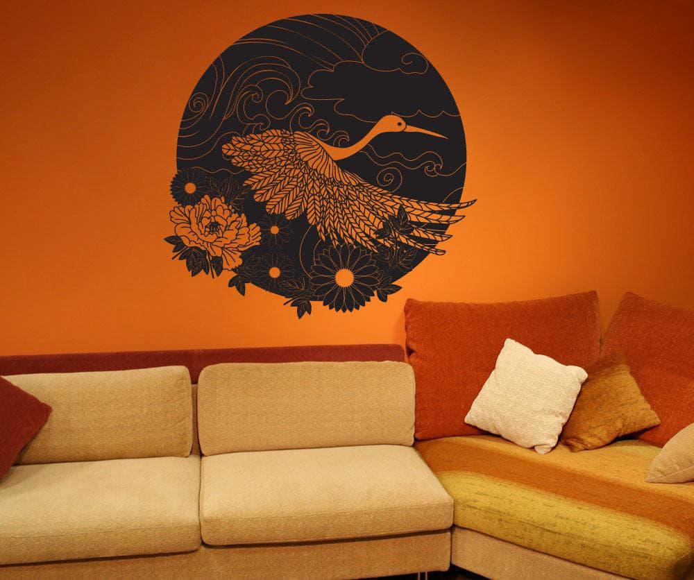 Vinyl Wall Decal Sticker Flying Bird Floral Design #OS_DC678