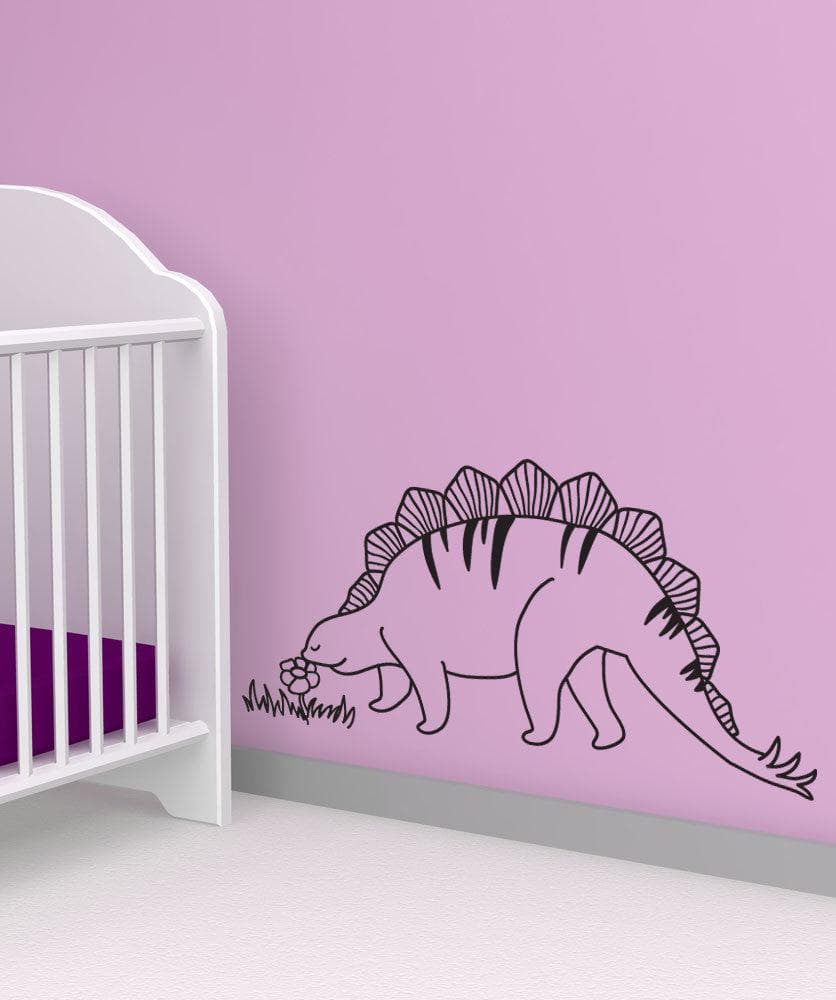 Vinyl Wall Decal Sticker Stegosaurus and Flower #OS_DC693