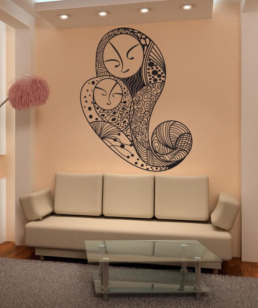 Vinyl Wall Decal Sticker Mother and Child Paisley Design #OS_DC790