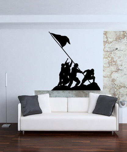 Iwo Jima Raising the Flag Vinyl Wall Decal Sticker. Veterans Military Theme Decor. #OS_MB1009