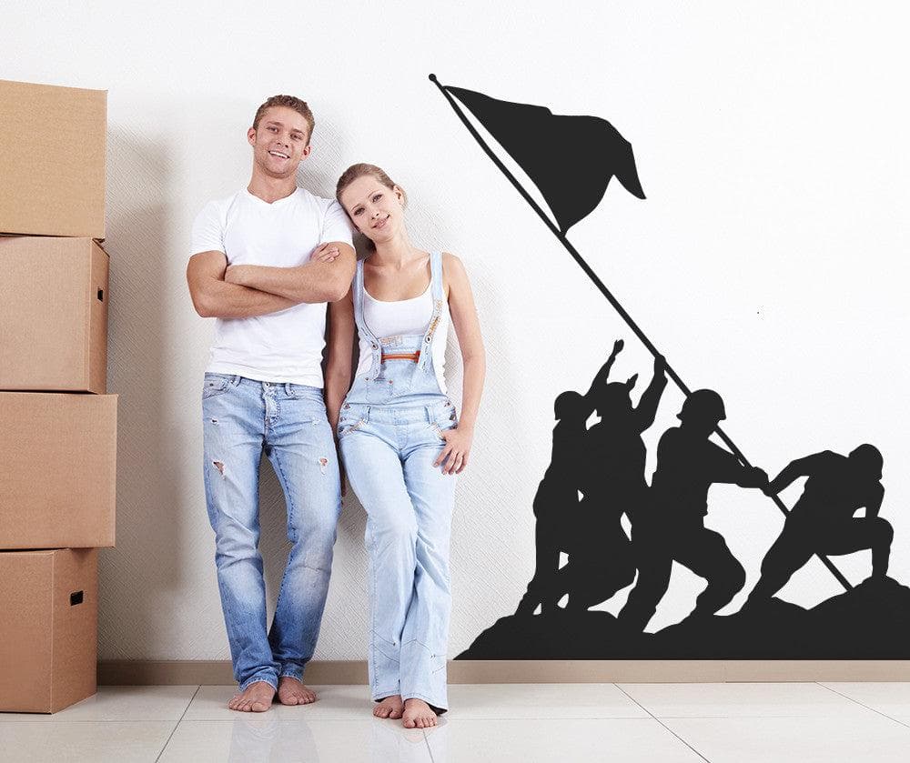 Iwo Jima Raising the Flag Vinyl Wall Decal Sticker. Veterans Military Theme Decor. #OS_MB1009