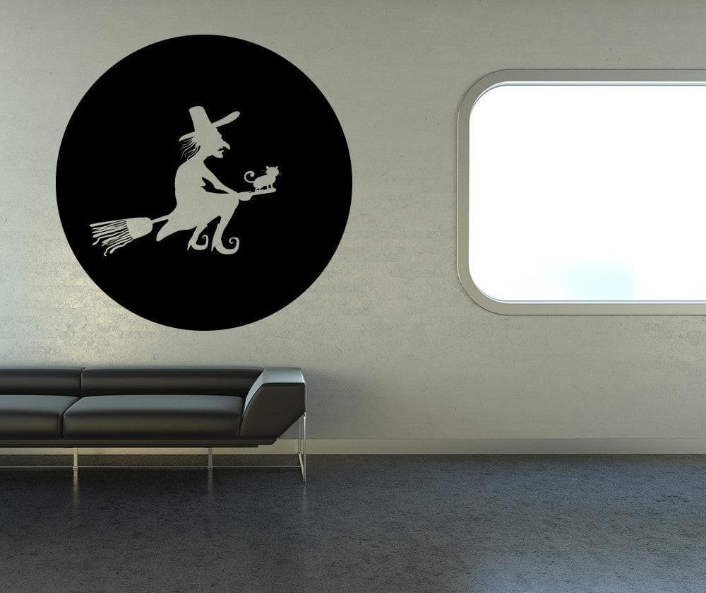 Halloween Witch on a Broom Vinyl Wall Decal Sticker. #OS_MB1115