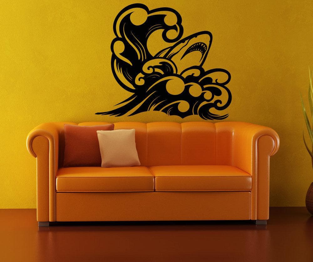 Vinyl Wall Decal Sticker Shark Waves #OS_MB1221