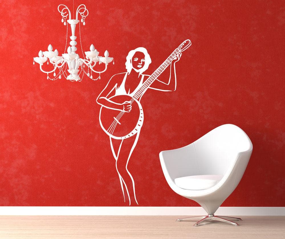 Vinyl Wall Decal Sticker Banjo Lady #OS_MB603