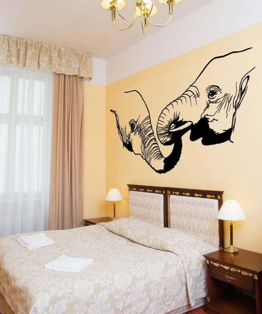 Elephant in Love Wall Decal. Elephant Holding Trunks. #OS_MB683