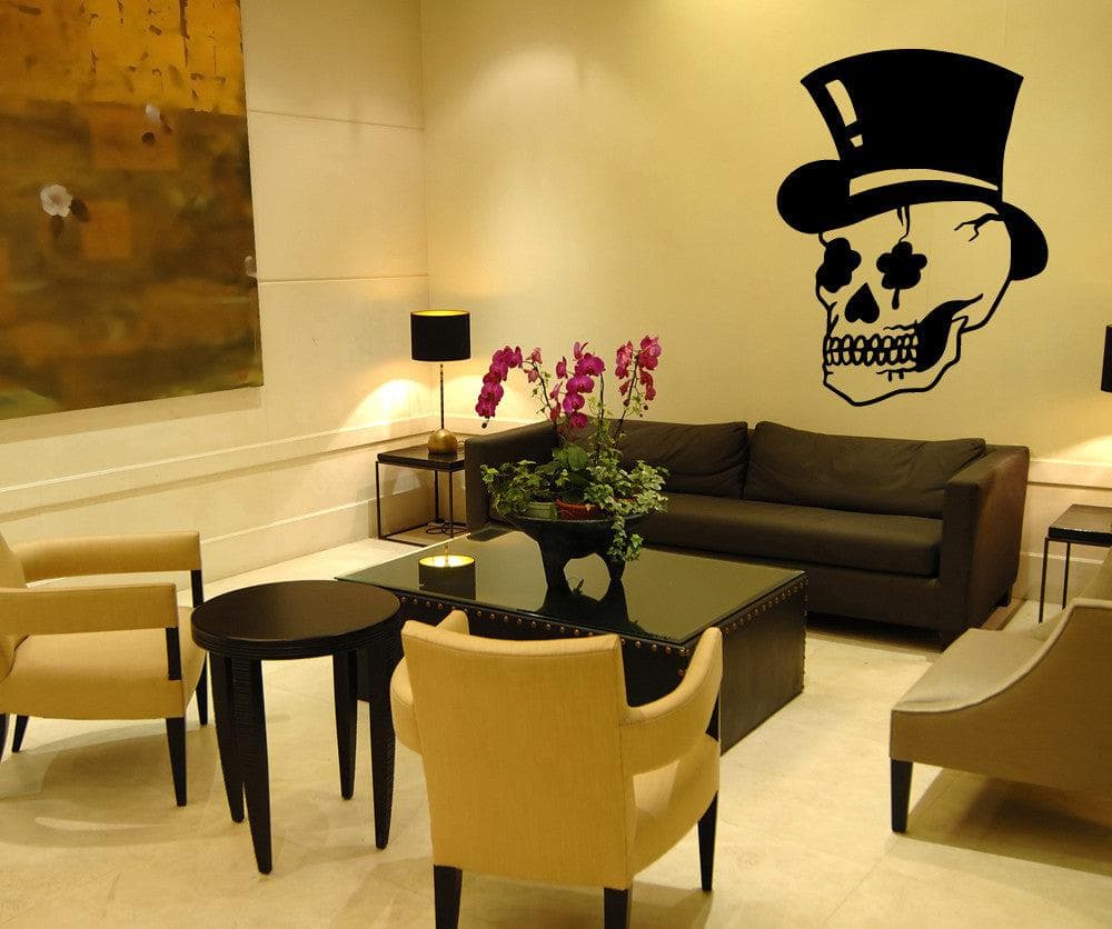 Vinyl Wall Decal Sticker Skull with Top Hat #OS_MB751