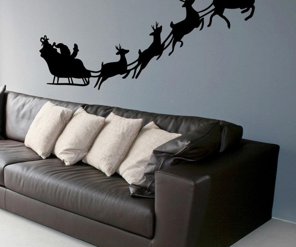 Vinyl Wall Decal Sticker Santa and his Reindeer #OS_MB766