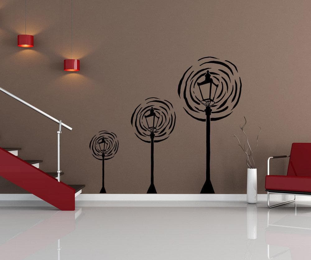 Vinyl Wall Decal Sticker Three Lamp Posts #OS_MB863