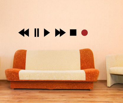 Radio Play, Forward, Backward, Stop and Record Buttons Wall Decal Sticker. #OS_MB897