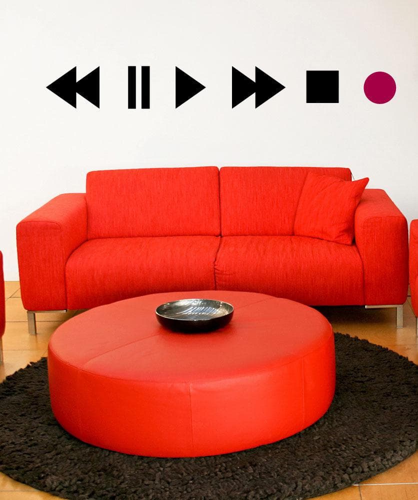 Radio Play, Forward, Backward, Stop and Record Buttons Wall Decal Sticker. #OS_MB897