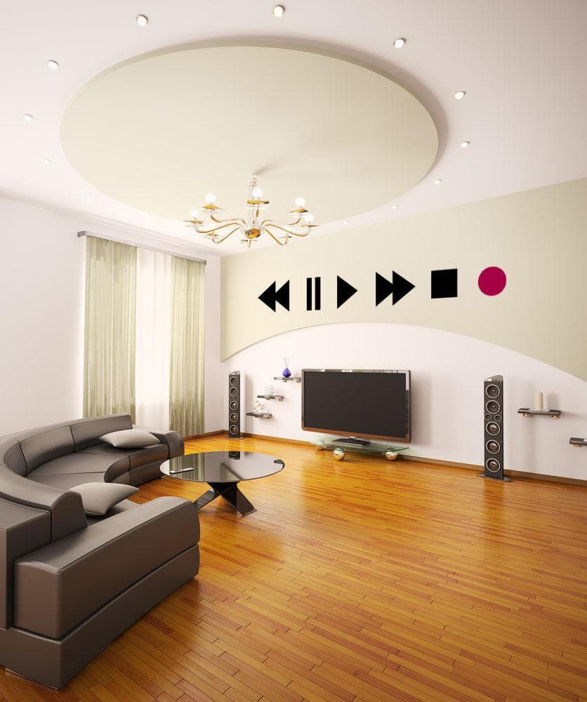 Radio Play, Forward, Backward, Stop and Record Buttons Wall Decal Sticker. #OS_MB897