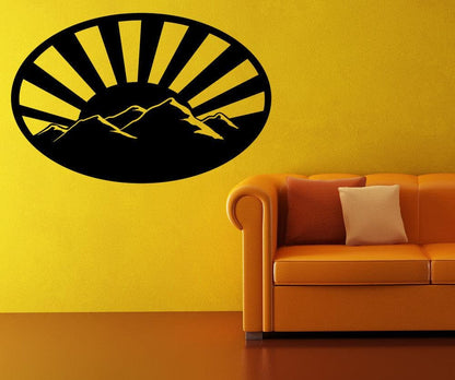 Vinyl Wall Decal Sticker Mountains with Sunset Design #OS_MB915