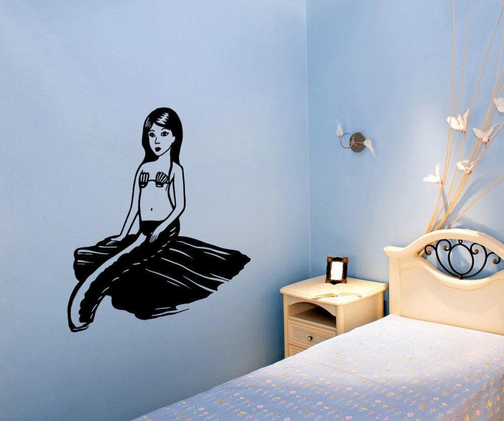 Vinyl Wall Decal Sticker Sitting Mermaid #OS_MB945