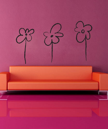 Three Flowers Vinyl Wall Decal Sticker  #OS_MB948