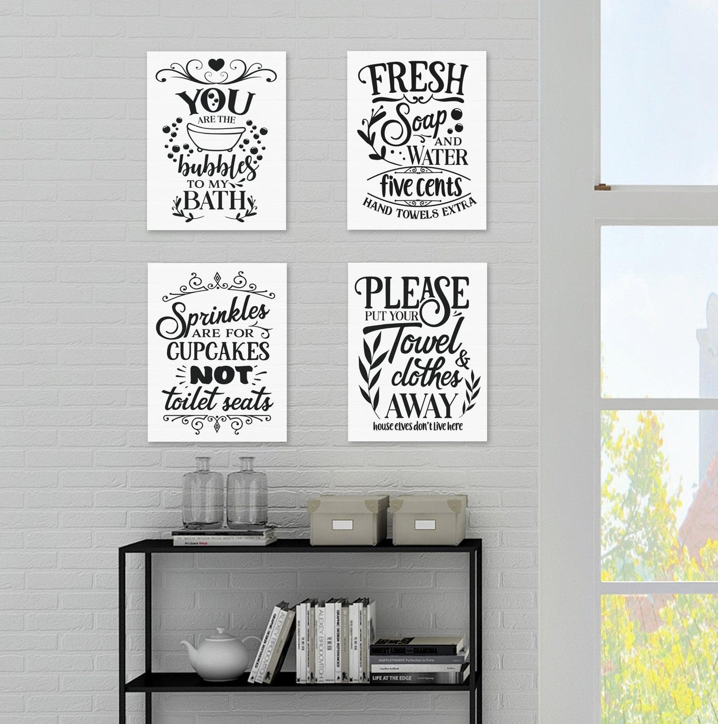 Funny Bathroom Quote Posters (set of 4) Prints. #P1013