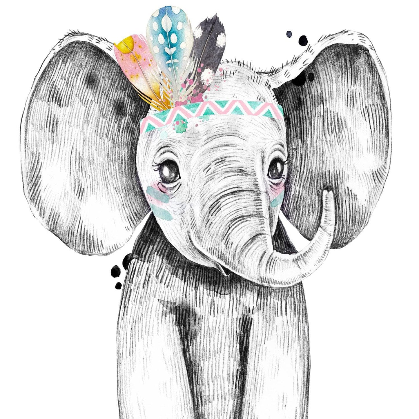 Nursery Safari Baby Animal Posters (set of 5) Prints. Unframed. Great gifts for Baby shower, Kids Bedroom or Bathroom Decor. Baby Elephant, Giraffe, Rhino, Lion and Zebra #P1022