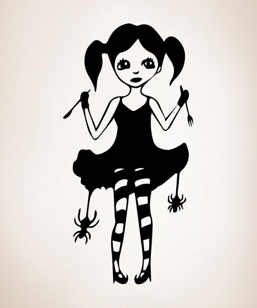 Gothic Spider Girl Vinyl Wall Decal Sticker #OS_MB474