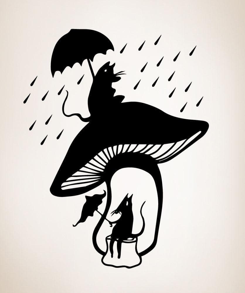 Vinyl Wall Decal Sticker Mice Mushroom Shelter #OS_MB484