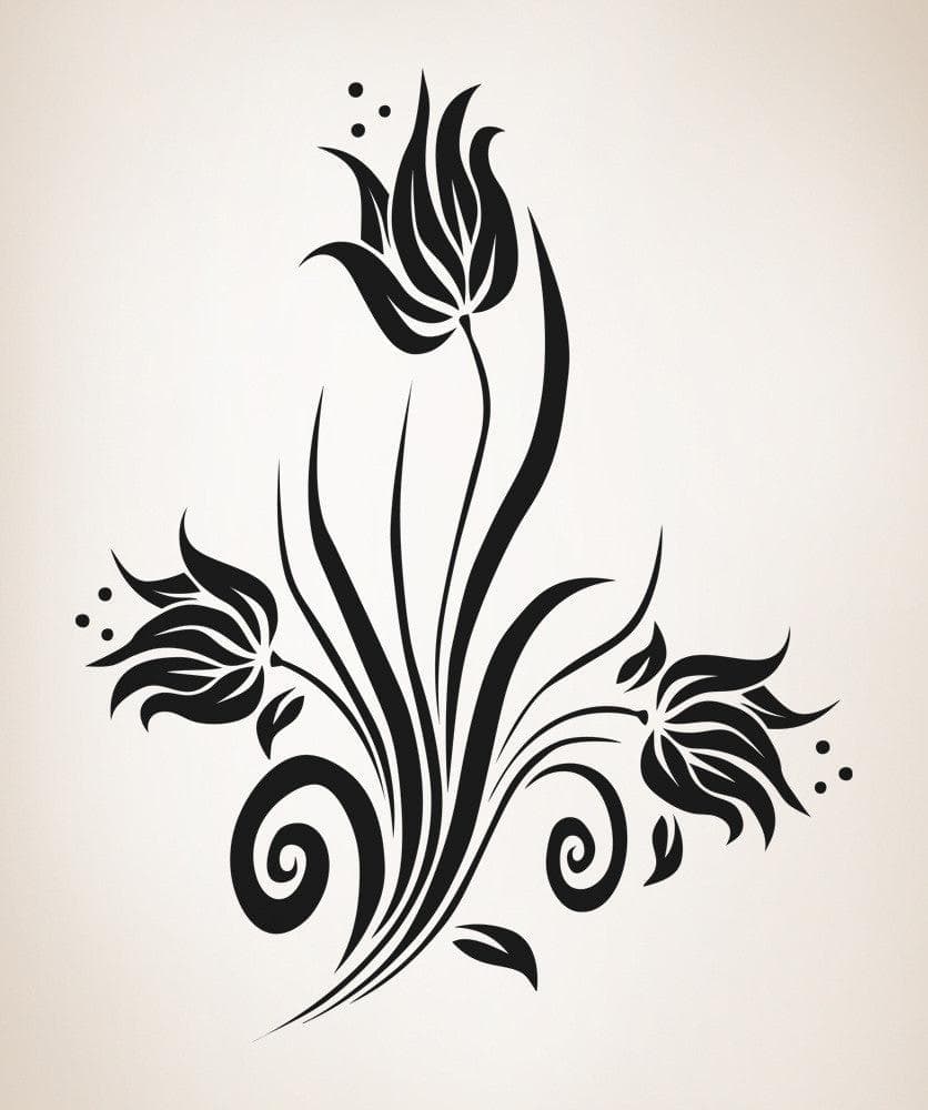 Vinyl Wall Decal Sticker Swirly Tulips #OS_AA363