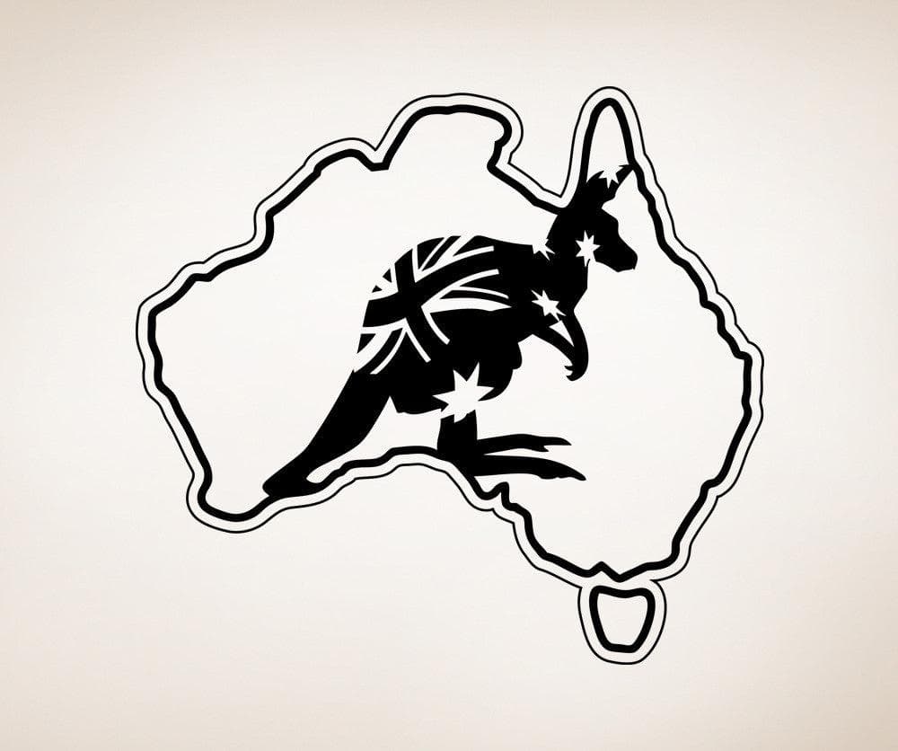 Vinyl Wall Decal Sticker Australia and Kangaroo #OS_AA474