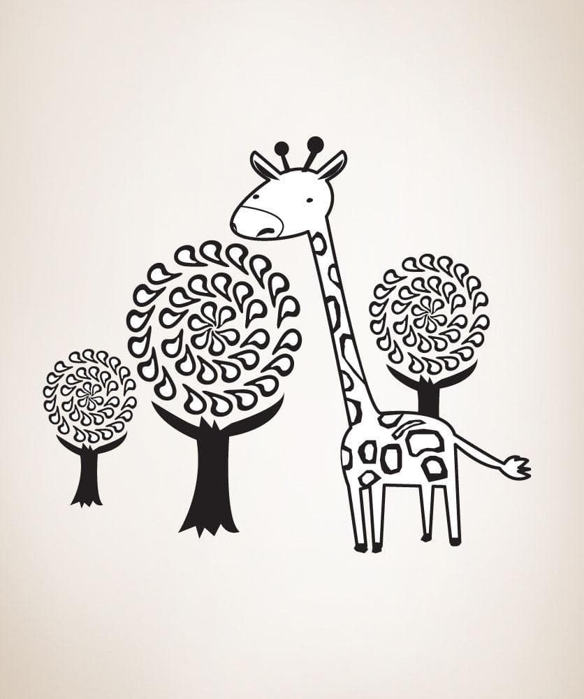 Vinyl Wall Decal Sticker Giraffe with Trees #OS_DC329