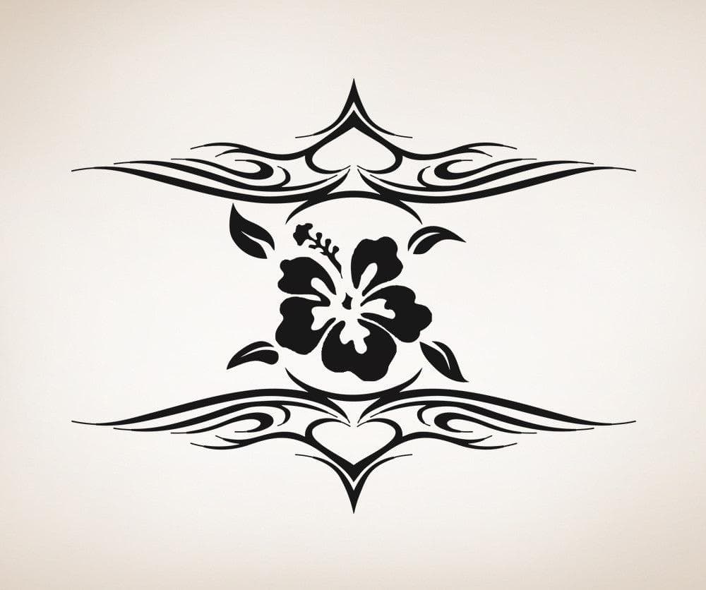 Vinyl Wall Decal Sticker Hibiscus Tribal Tattoo #OS_AA273