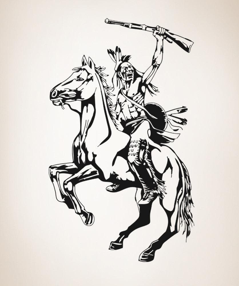 Native American Wall Decal. Indian Warrior Wall Art. Game Room Wall Art Decor. #OS_AA395
