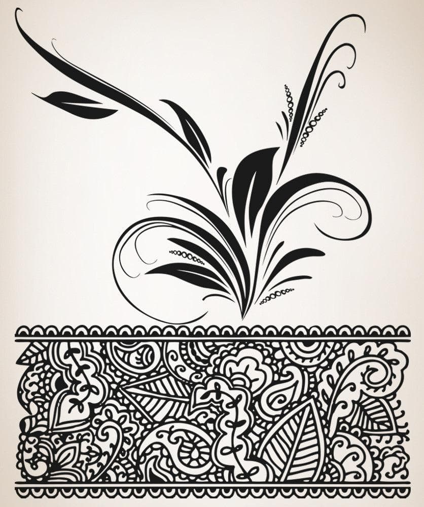 Vinyl Wall Decal Sticker Arabic Flower Swirl #OS_AA346