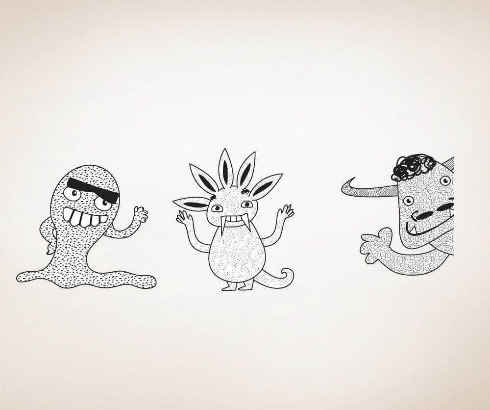 Vinyl Wall Decal Sticker Monster Trio #OS_DC275
