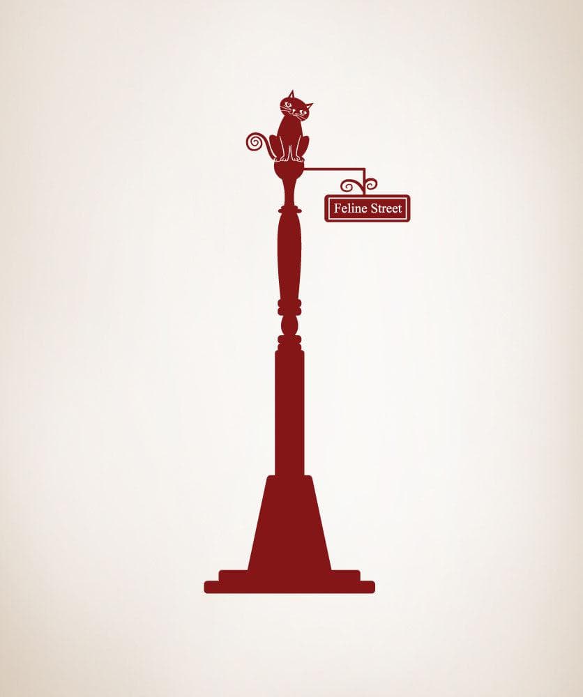 Cat on Lamp Post. Feline Street. Vinyl Wall Decal Sticker. #OS_DC260