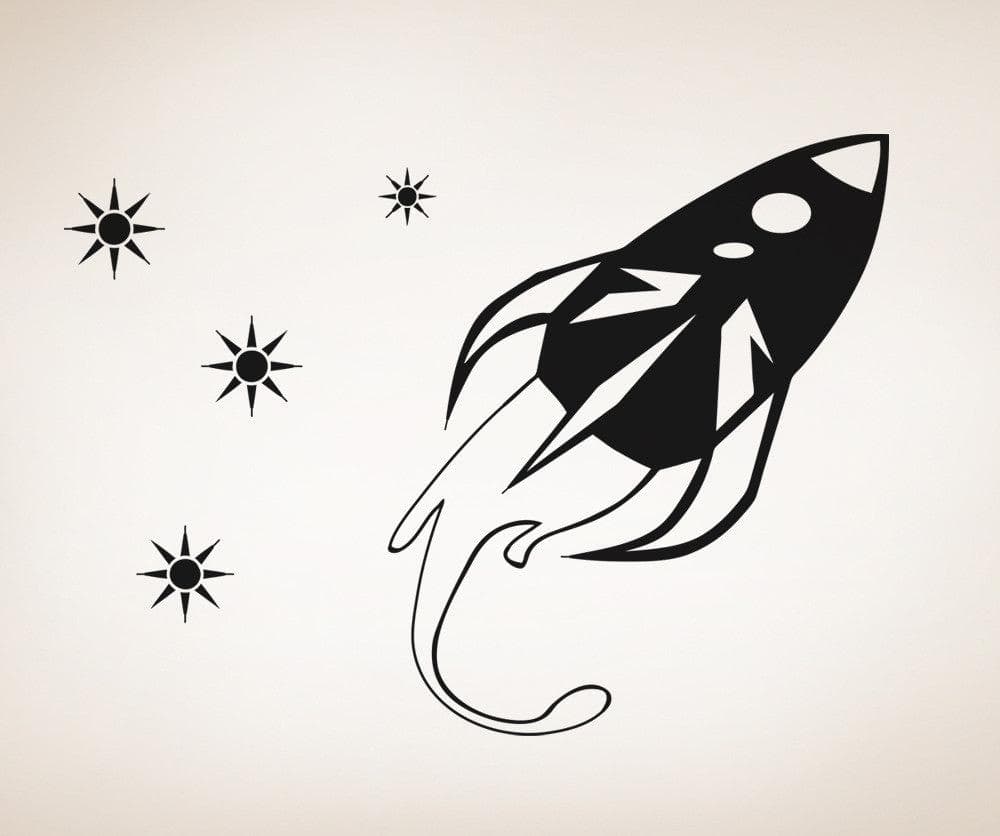 Vinyl Wall Decal Sticker Rocket Ship with Stars #OS_AA204