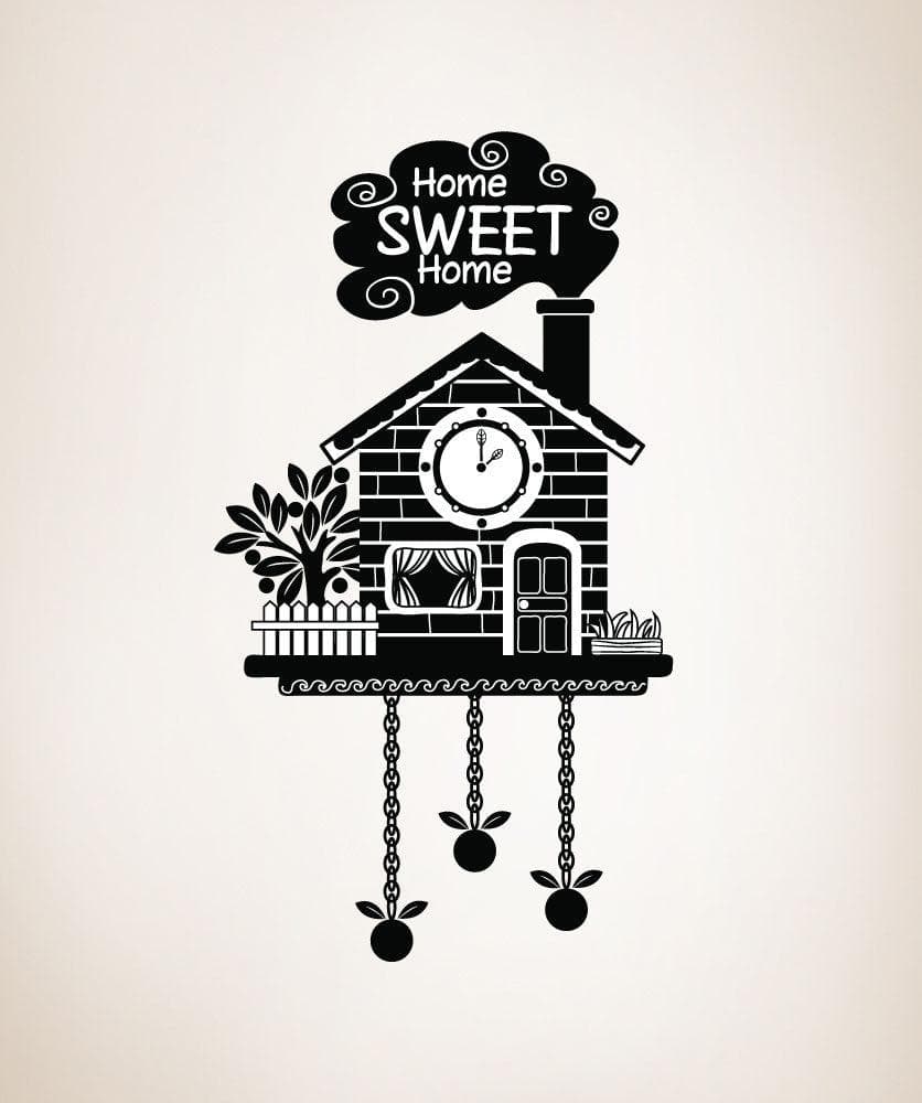 Vinyl Wall Decal Sticker Home Sweet Home Cuckoo Clock #OS_DC190