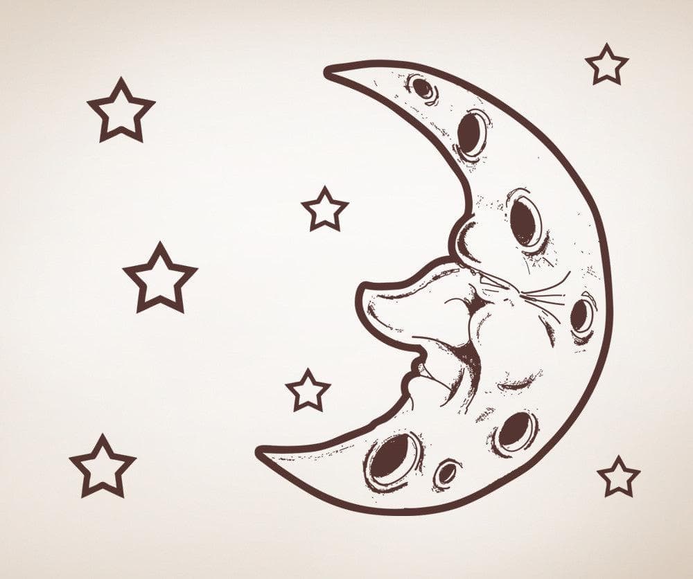 Vinyl Wall Decal Sticker Moon and Stars #OS_AA192