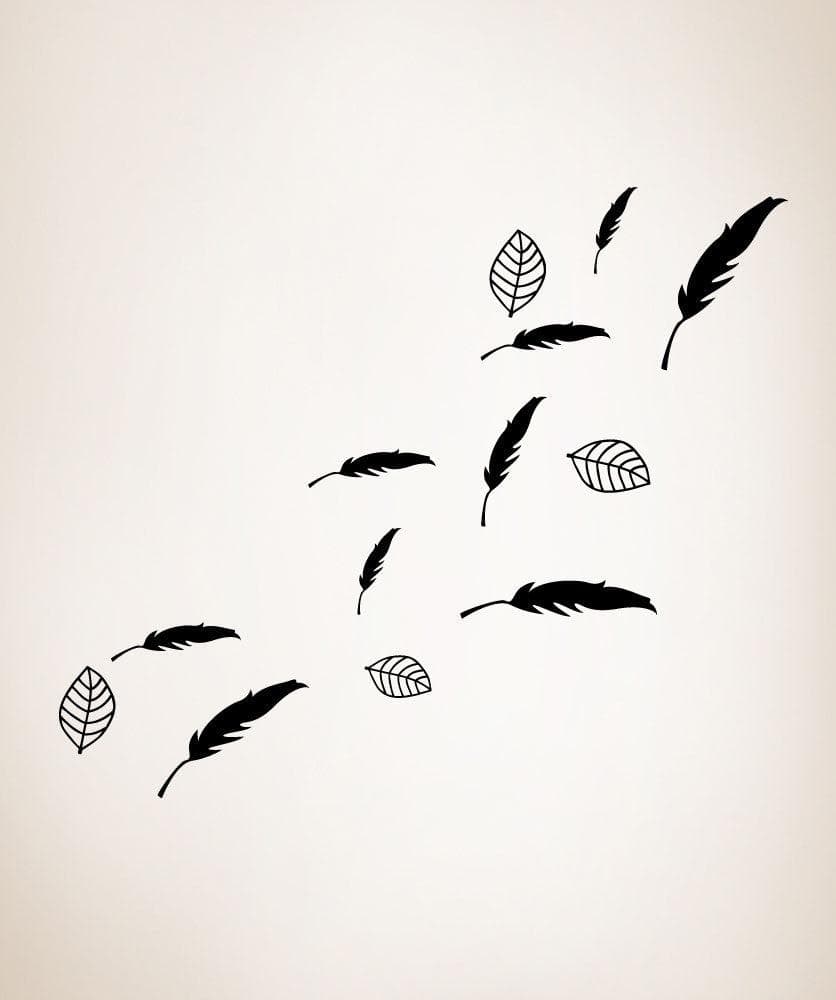 Vinyl Wall Decal Sticker Leaves and Feathers #OS_MG354