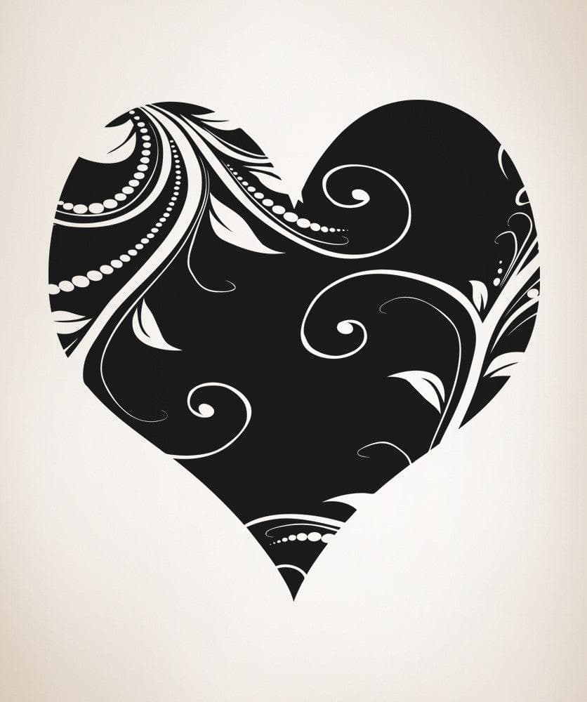 Vinyl Wall Decal Sticker Heart with Vines #OS_AA362