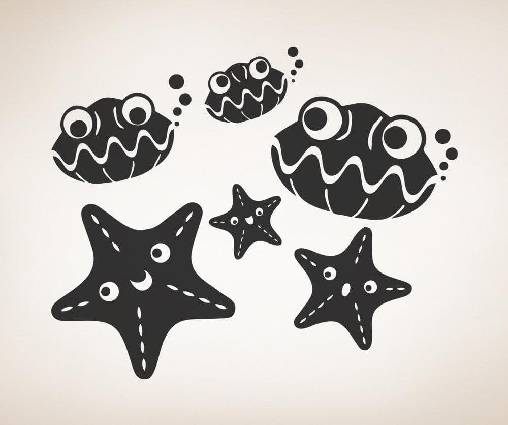 Vinyl Wall Decal Sticker Cartoon Starfish and Shells #OS_AA285