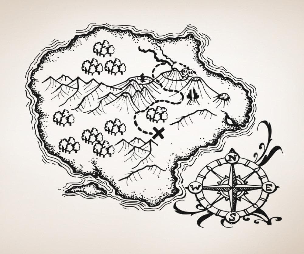 Vinyl Wall Decal Sticker Treasure Map Island #OS_AA402