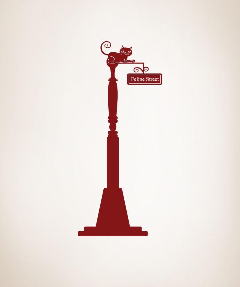 Cat on Lamp Post. Feline Street. Vinyl Wall Decal Sticker. #OS_DC261