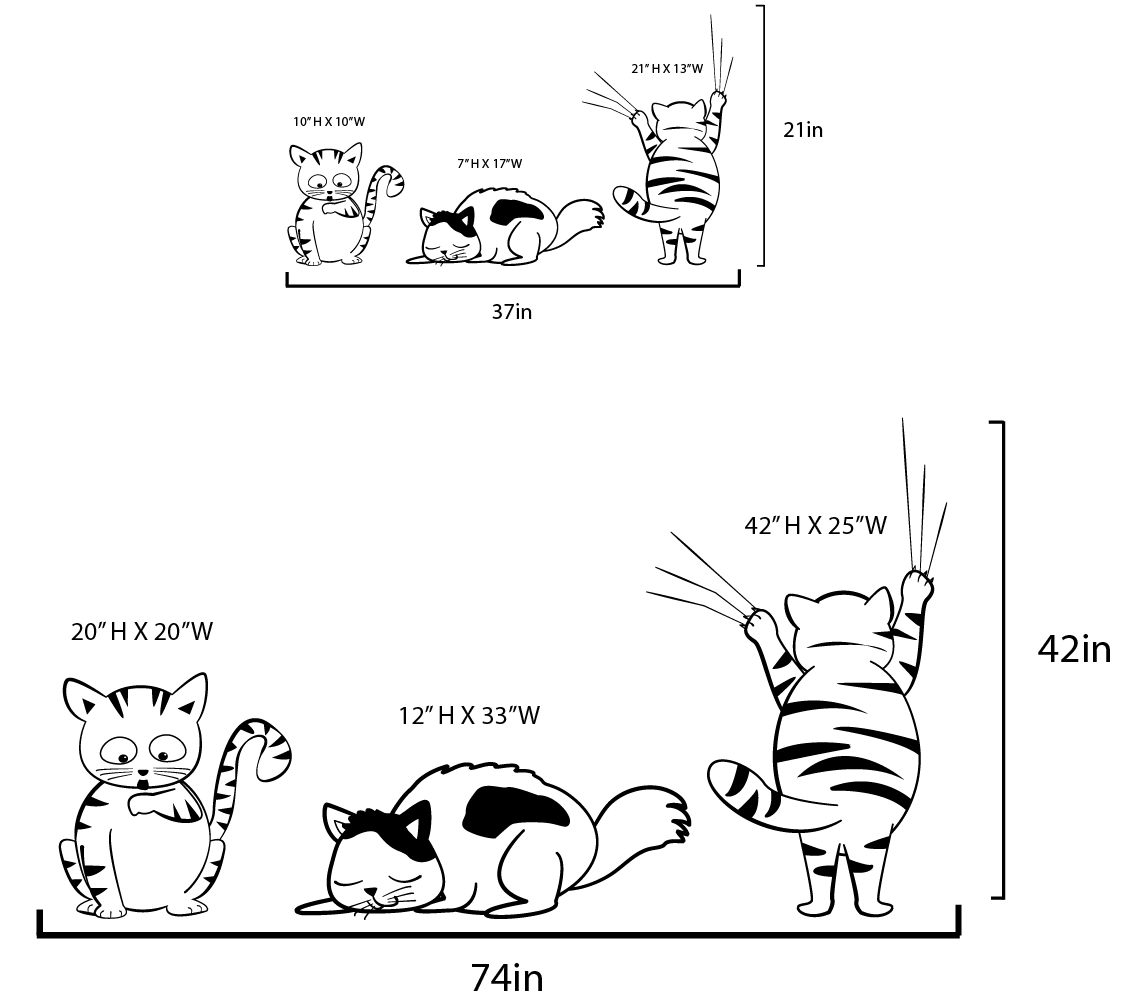 Kitty Cats Wall decal. Being Playful and Scratching. #OS_DC351