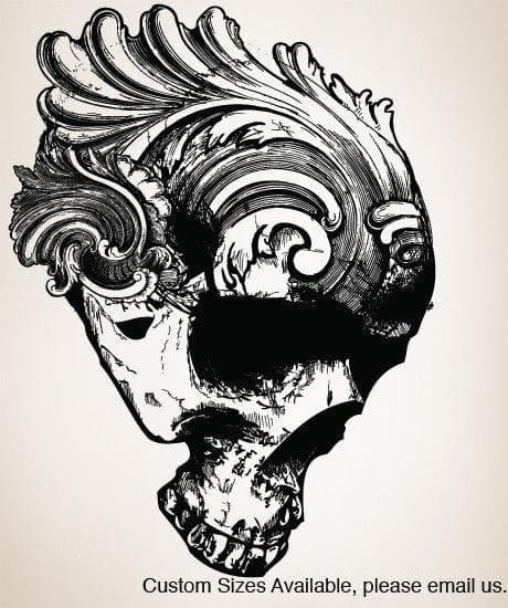Floral Skull Vinyl Wall Decal Sticker. #845