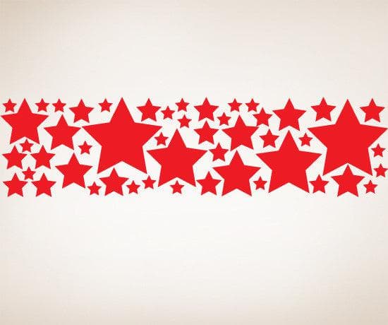 A decal of a group of red stars on a white background.
