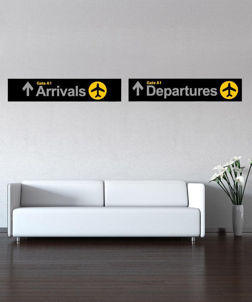 Wall Graphic Decal Sticker Airport Arrival Departure Sign #879