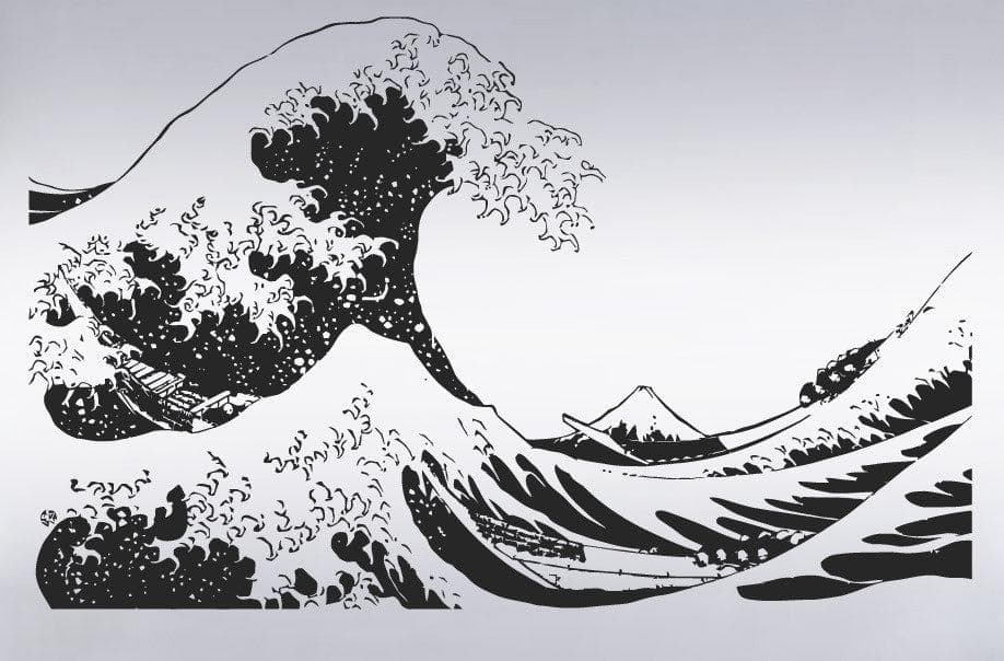 The Great Wave wall decal on a white background.