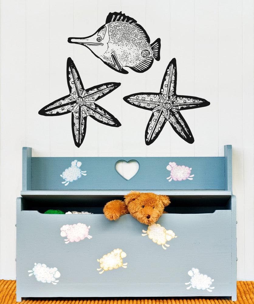 Vinyl Wall Decal Sticker Starfish and Fish #OS_AA283