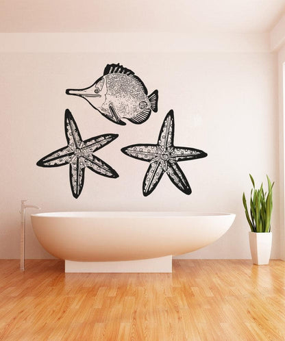 Vinyl Wall Decal Sticker Starfish and Fish #OS_AA283