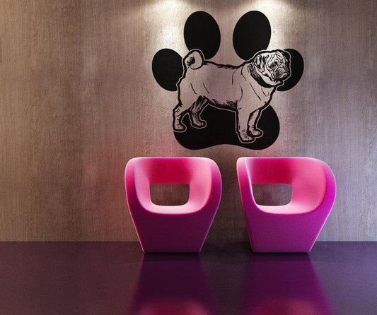 Vinyl Wall Decal Sticker Pug and Dog Paw #OS_AA618